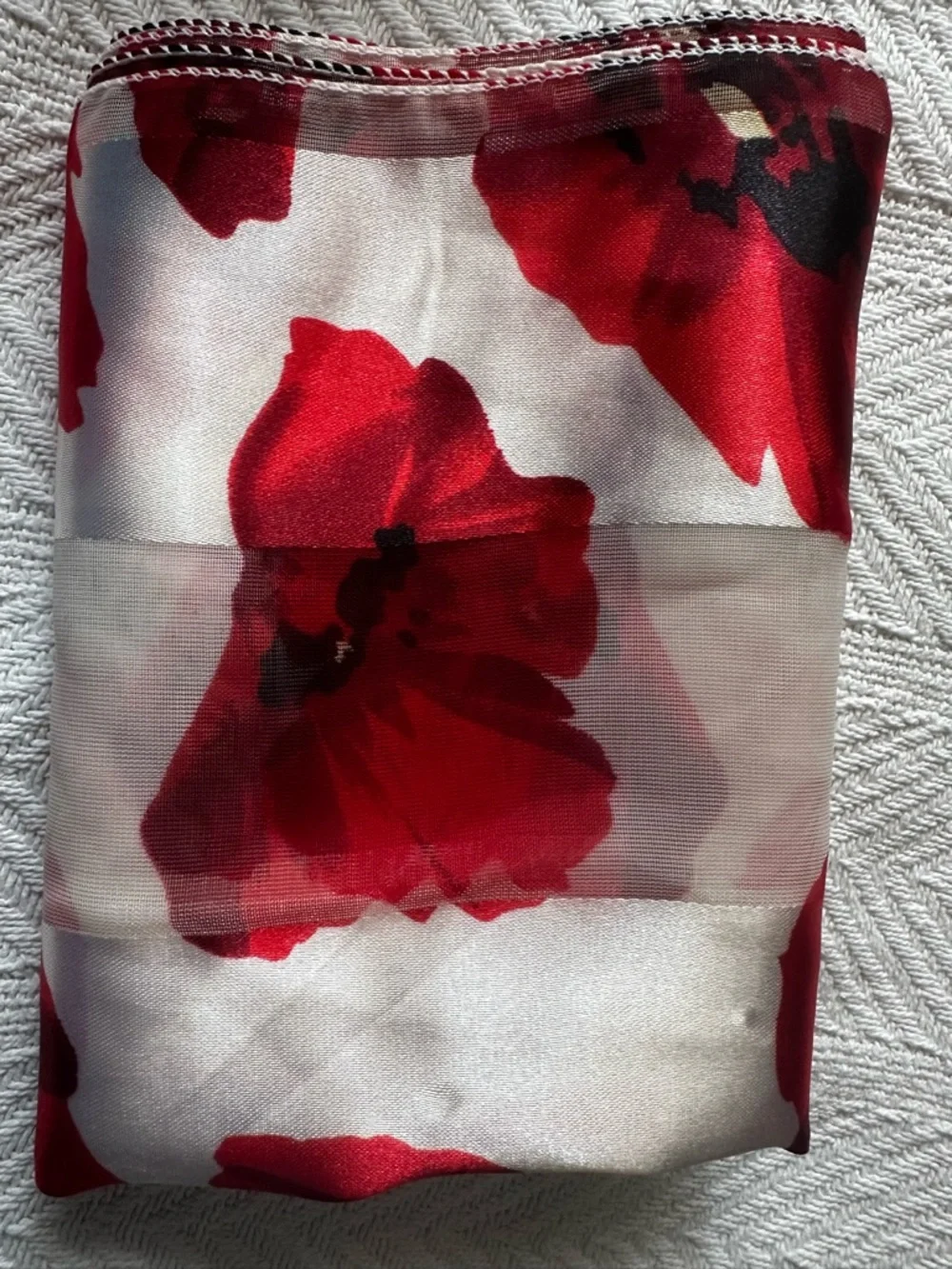 Beautiful Poppy Scarf Silk Feel 60” x 13”